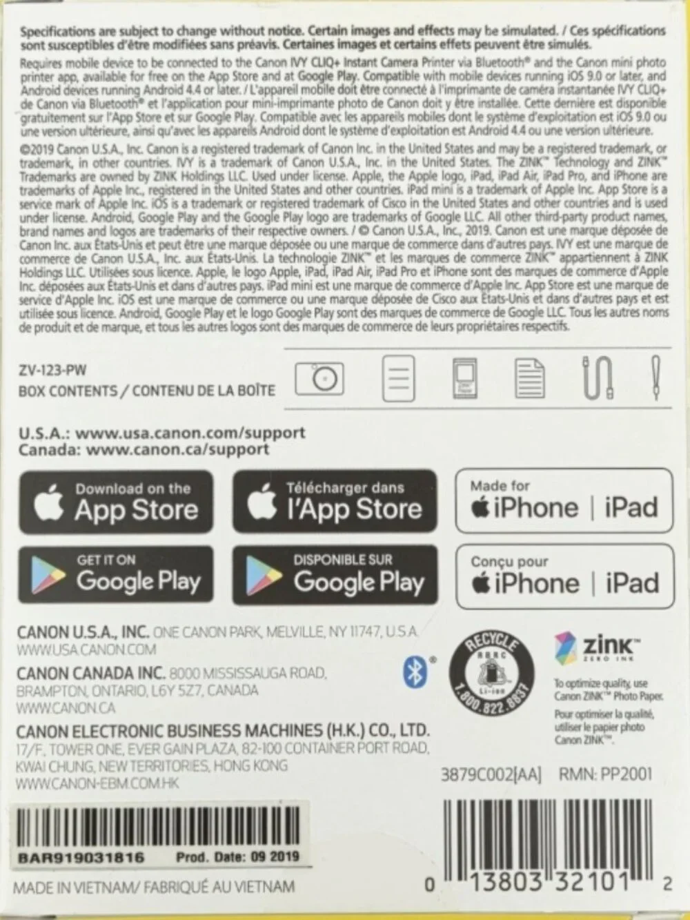 Canon Ivy Cliq+ Instant Camera Printer + App